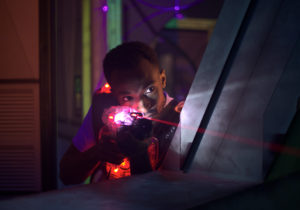 laser gun game shooting player enjoying leisure activity